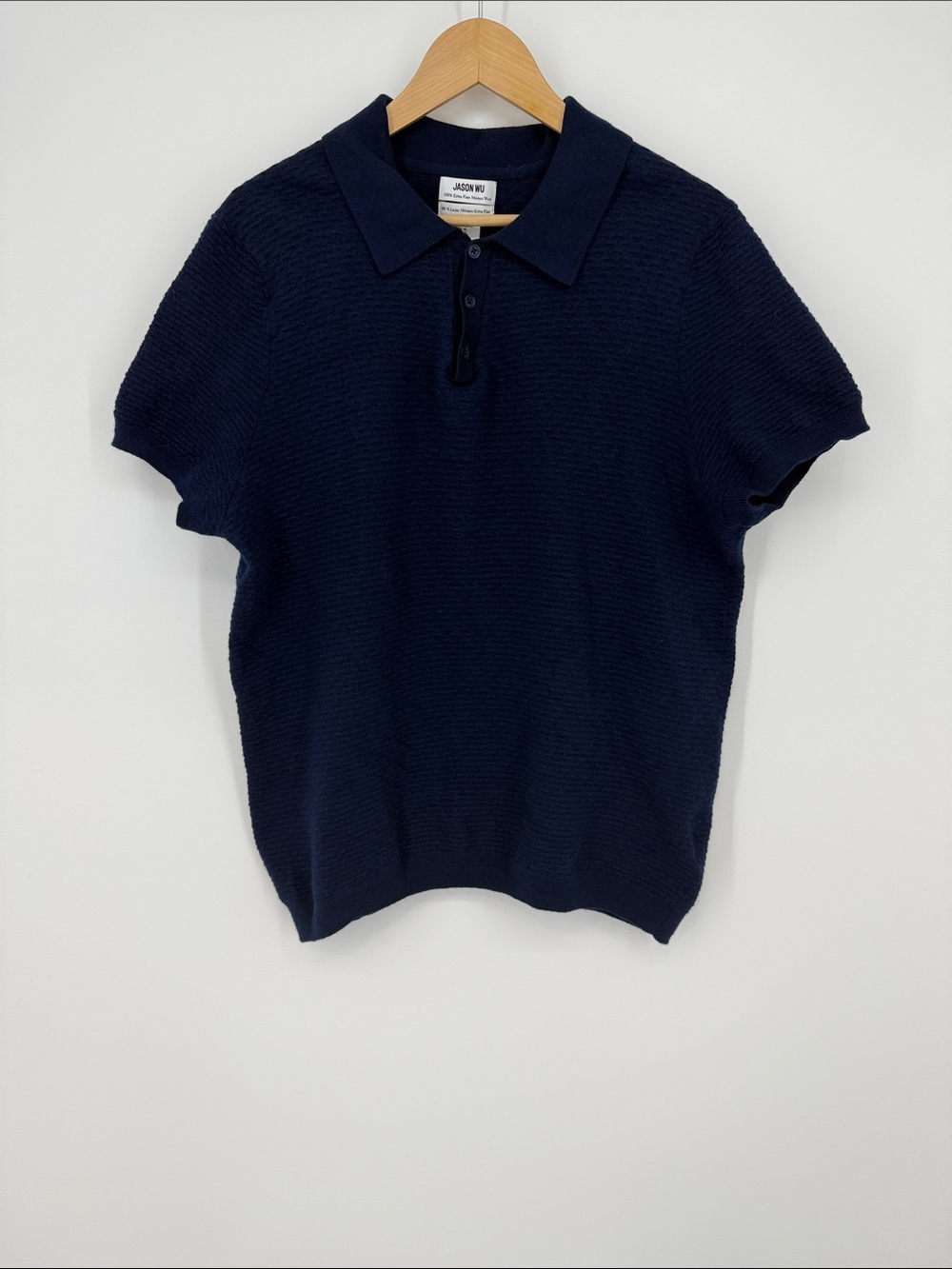 Jason Wu Dark Navy Short-Sleeve Polo Knit Size XL